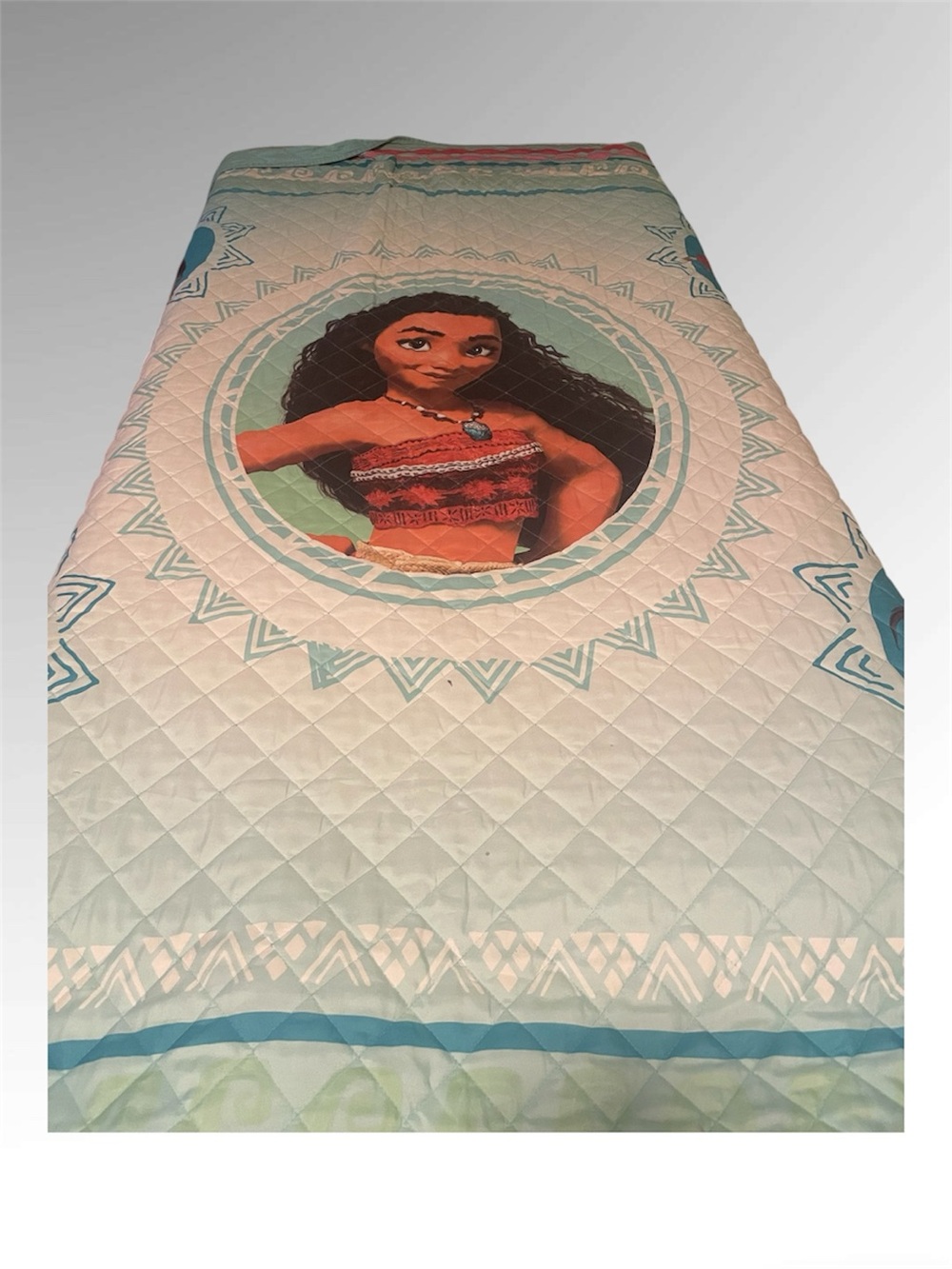 Moana-Themed Twin Quilt Cover in Teal and Cream